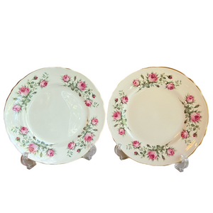 Two Majestic Choice fine bone china plates with pink roses Staffordshire England